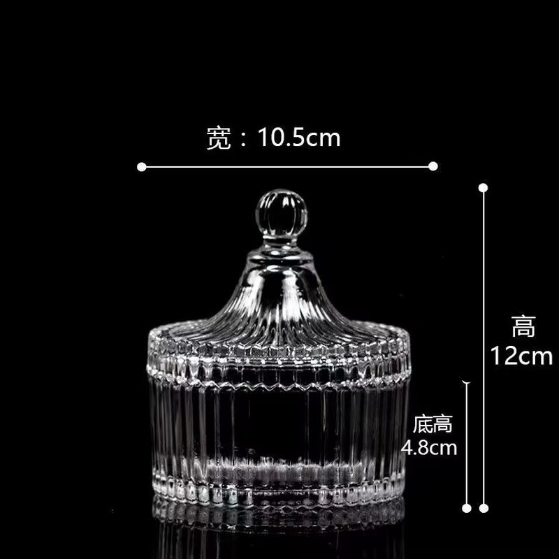 Crystal Glass Sugar Bowl Jar with Lid Fruit Candy Cup Creative Living Room Candy Jar Dried Fruit Plate Jewelry Box