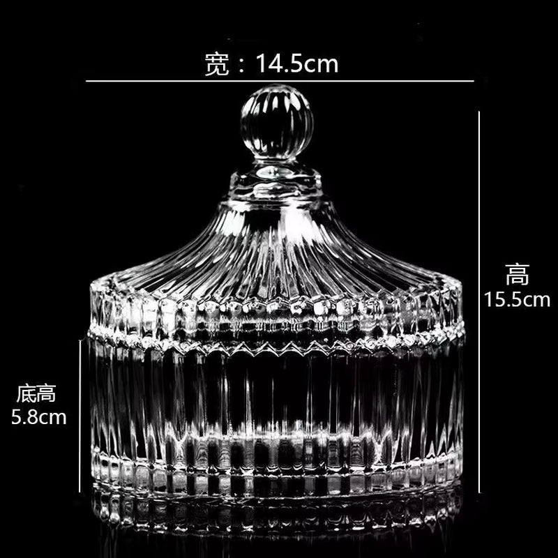 Crystal Glass Sugar Bowl Jar with Lid Fruit Candy Cup Creative Living Room Candy Jar Dried Fruit Plate Jewelry Box
