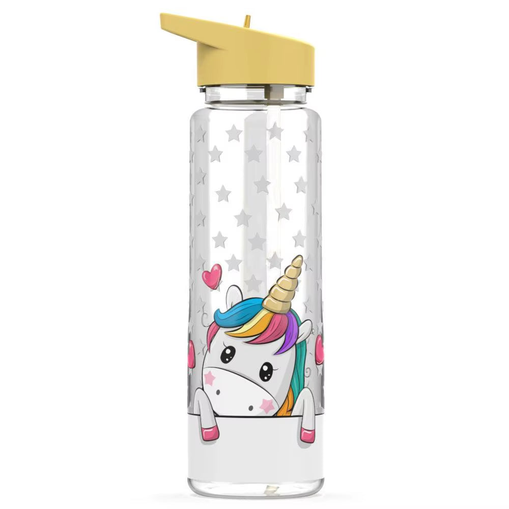 Bpa Free 750Ml 100%Tritan Sports Outdoor Straw Water Bottle with Flamingos Printing My Drink Juice Handle the Unicorn Kettle