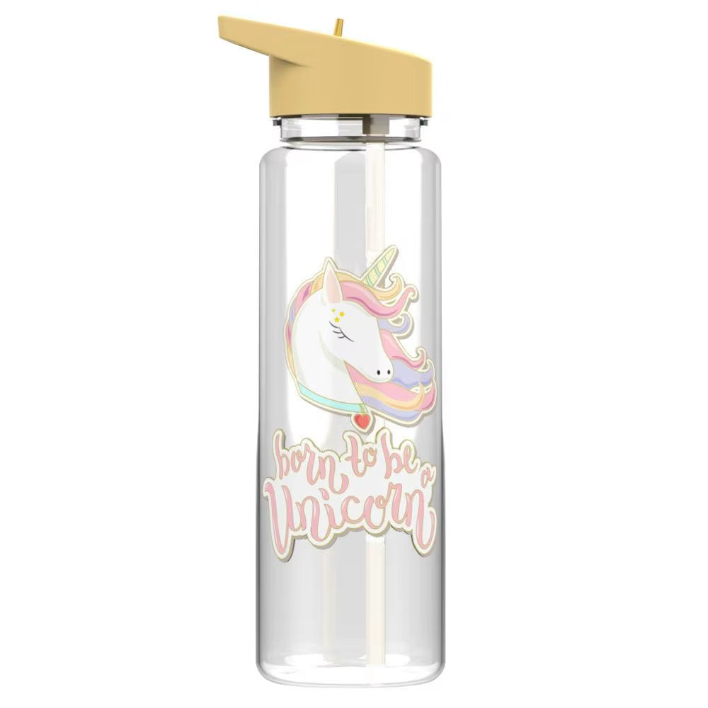 Bpa Free 750Ml 100%Tritan Sports Outdoor Straw Water Bottle with Flamingos Printing My Drink Juice Handle the Unicorn Kettle