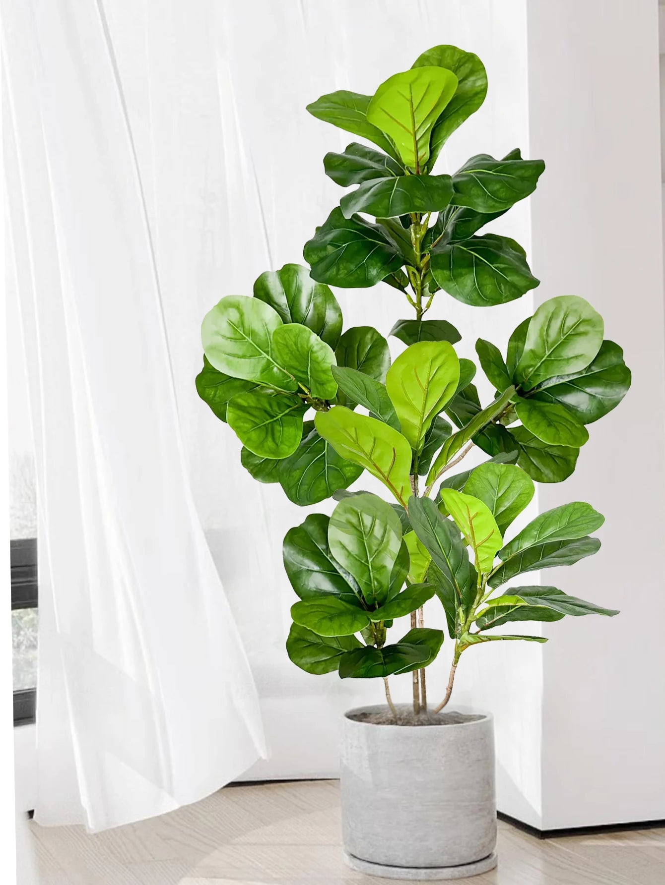 70-135Cm Large Artificial Ficus Tree Fake Rubber Plants Branch Plastic Fiddle Leaves for Home Garden Indoor Outdoor Decor