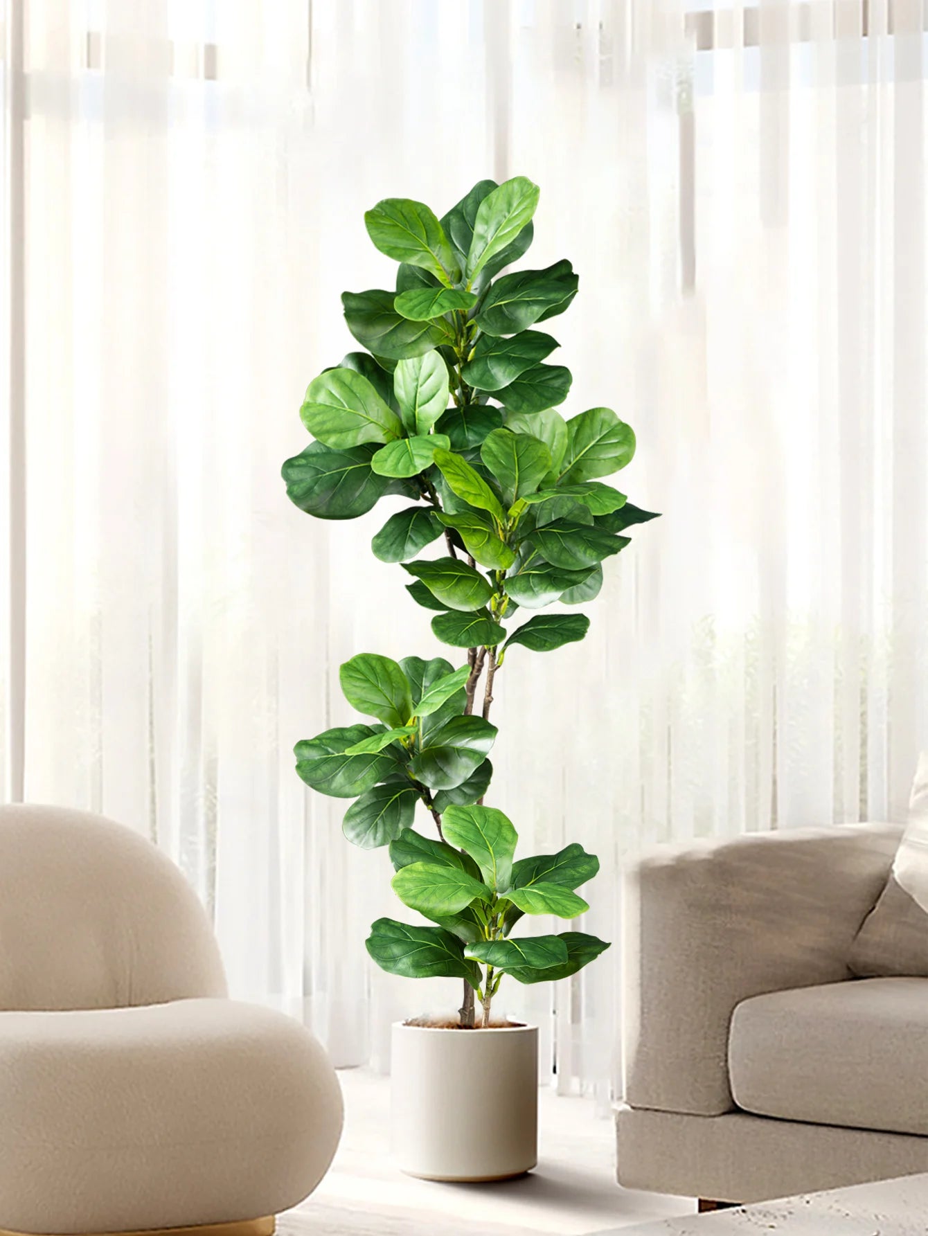 70-135Cm Large Artificial Ficus Tree Fake Rubber Plants Branch Plastic Fiddle Leaves for Home Garden Indoor Outdoor Decor