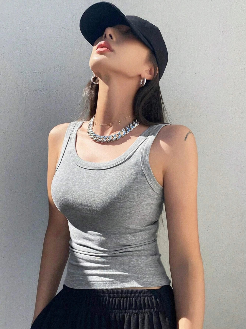 Camisole Tank Soft Top for Women Summer Outfits Tight and Sexy Tank Top Knitted Bottom Shirt and Sleeveless Top for Outerwear