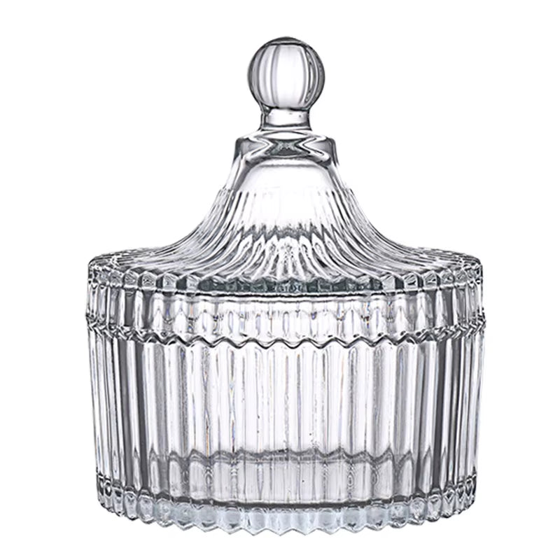 Crystal Glass Sugar Bowl Jar with Lid Fruit Candy Cup Creative Living Room Candy Jar Dried Fruit Plate Jewelry Box