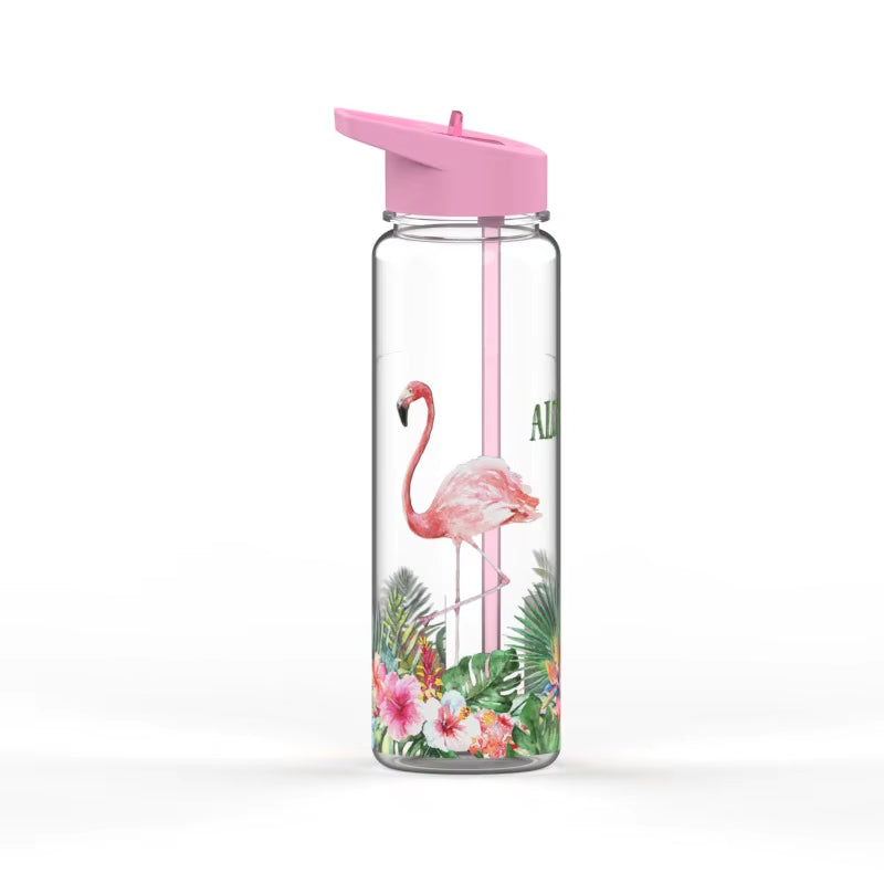Bpa Free 750Ml 100%Tritan Sports Outdoor Straw Water Bottle with Flamingos Printing My Drink Juice Handle the Unicorn Kettle